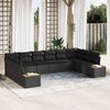 vidaXL Gartensofa-set mit Kissen 10 pcs Schwarz Polyrattan