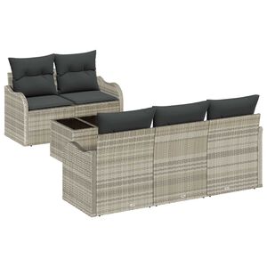vidaXL Gartensofa-set Hellgrau Poly-Rattan