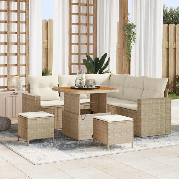 vidaXL Gartensofa-set 8 pcs Beige Poly-Rattan