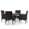 vidaXL 5-tlg. Garten-Essgruppe Poly Rattan Schwarz