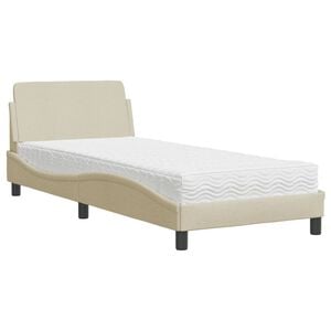 vidaXL Bett mit Matratze "Dover" Creme 90x200 cm Stoff