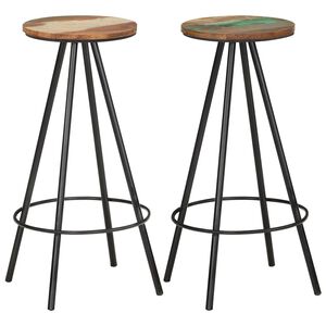 vidaXL Barhocker 2 Stk. Massives Altholz