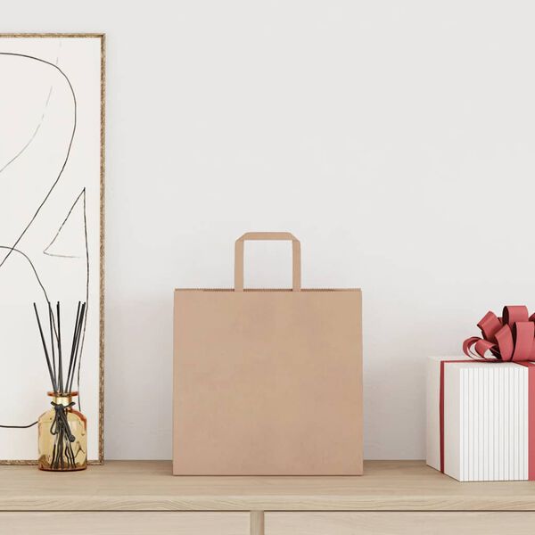 vidaXL Papiertragetaschen 50 Stk. mit Henkeln Braun 26x17x25 cm