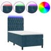 vidaXL Boxspringbett mit Matratze & LED Dunkelblau 90x200 cm Samt