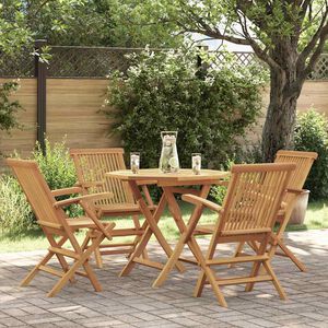 vidaXL 5-tlg. Garten-Essgruppe Massivholz Teak