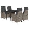 vidaXL 5-tlg. Garten-Essgruppe mit Kissen Grau Poly Rattan