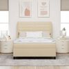 vidaXL Boxspringbett mit Matratze Creme 160 x 200 cm Stoff