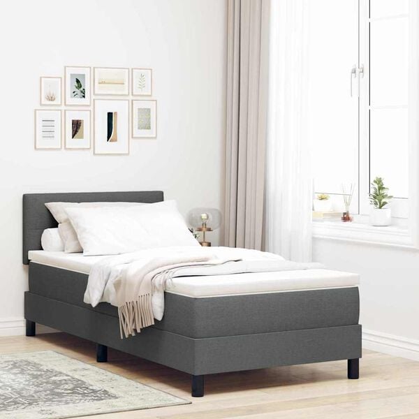 vidaXL Boxspringbett mit Matratze Dunkelgrau 80 x 200 cm Stoff