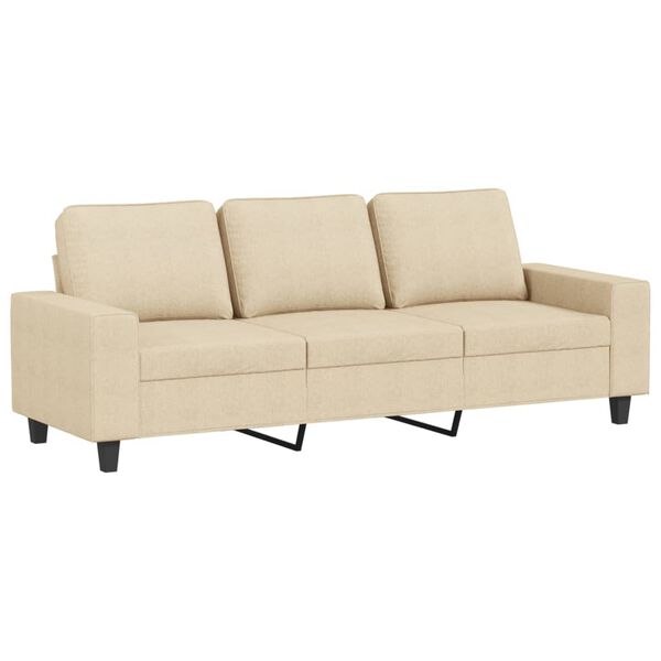 vidaXL 3-Sitzer-Sofa mit Hocker Creme 180 cm Stoff
