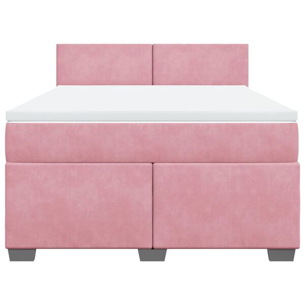 vidaXL Boxspringbett mit Matratze Rosa 160x200 cm Samt
