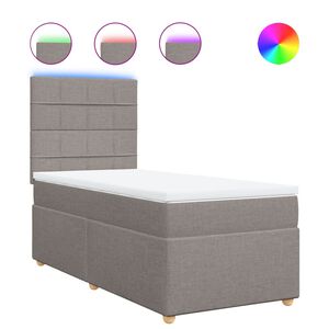 vidaXL Boxspringbett mit Matratze Taupe 90x190 cm Stoff