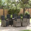 vidaXL Garten Essgruppe mit Kissen 7 pcs Grau Poly-Rattan