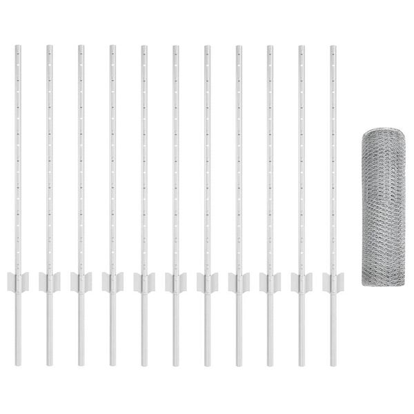 vidaXL Zaun mit Pfosten Silber 0,8 x 25 m Stahl