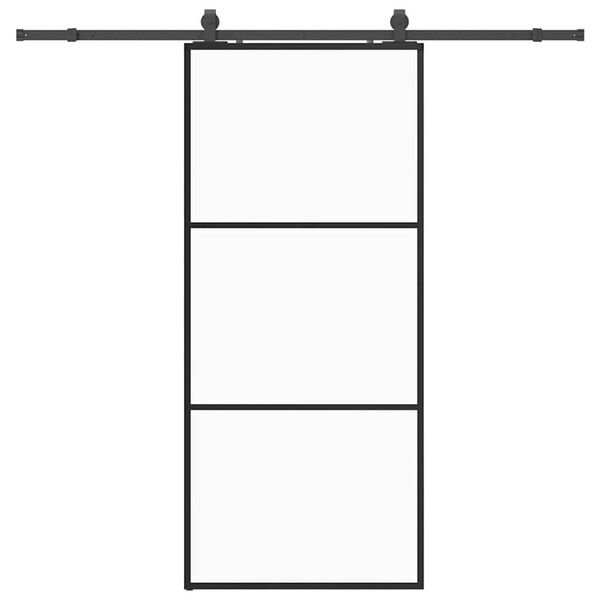 vidaXL Schiebet&uuml;r mit Beschlag Schwarz 90x205 cm ESG-Glas