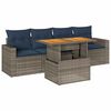 vidaXL 5-tlg. Garten-Sofagarnitur mit Kissen Grau Poly Rattan