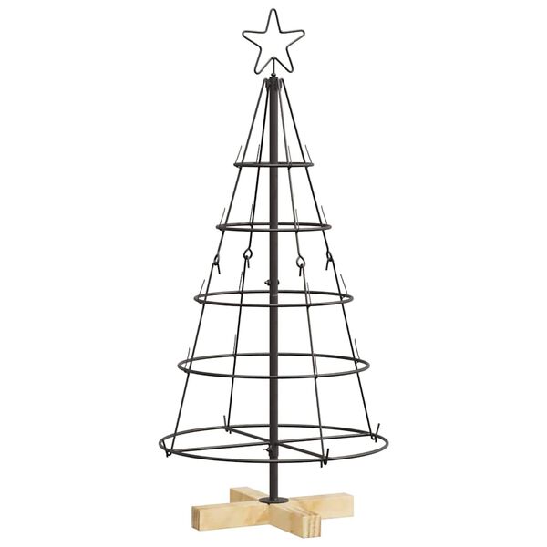 vidaXL Weihnachtsdeko mit St&auml;nder Schwarz 90 cm Stahl