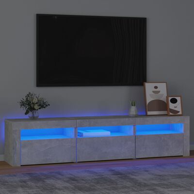 vidaXL TV-Schrank mit LED-Leuchten Betongrau 180x35x40 cm