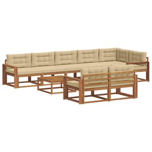 vidaXL Outdoor-Sofagarnitur mit Kissen 9 pcs Natur und Beige