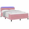 vidaXL LED Boxspringbett mit Matratze mit LED Rosa 140 x 200 cm Samt