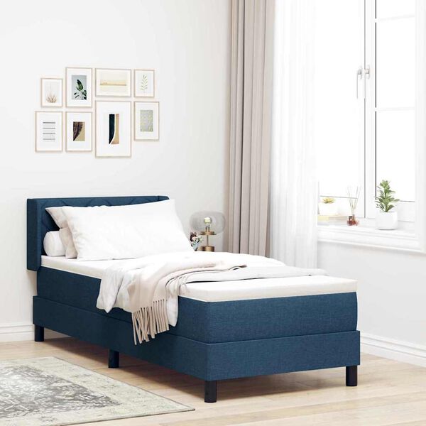 vidaXL Boxspringbett mit Matratze Blau 200 x 80 cm Polyester