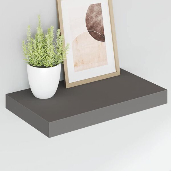 vidaXL Schweberegale 2 Stk. Hochglanz-Grau 40x23x3,8 cm MDF