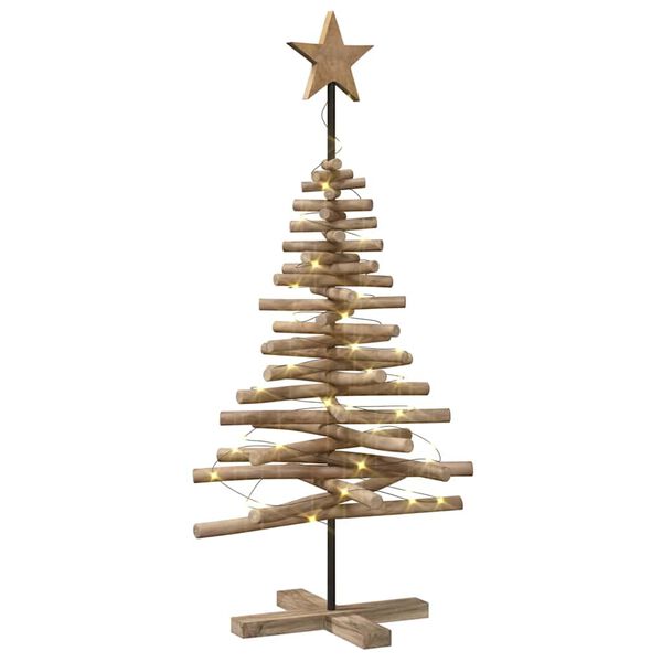 vidaXL Weihnachtsbaum mit Ständer Braun 120 cm Massivholz Teak