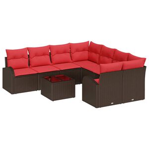 vidaXL Sofa Set 9 stk. 8-Sitzanzahl Braun und Rot Polyester