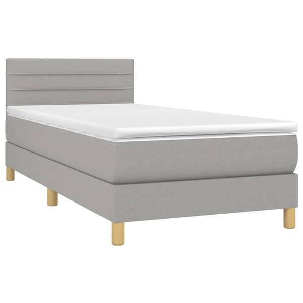 vidaXL Boxspringbett mit Matratze & LED Hellgrau 80x200 cm Stoff