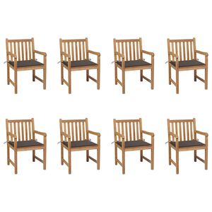 vidaXL Gartenst&uuml;hle 8 Stk. mit Taupe Kissen Massivholz Teak