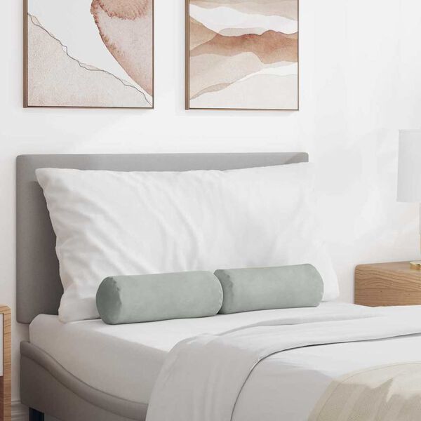 vidaXL Bolsterkissen 2 Stück Hellgrau Ø 15 x 40 cm Cordstoff