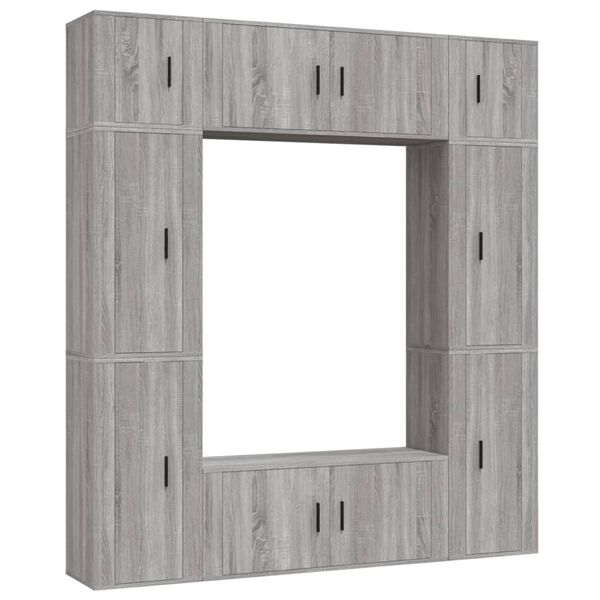 vidaXL 8-tlg. TV-Schrank-Set Grau Sonoma Holzwerkstoff