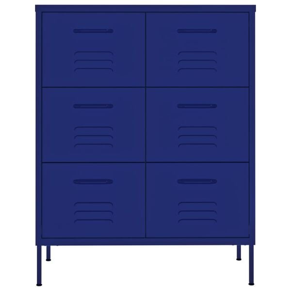 vidaXL Schubladenschrank Marineblau 80x35x101,5 cm Stahl