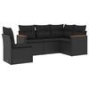 vidaXL 5-tlg. Garten-Sofagarnitur mit Kissen Schwarz Poly Rattan