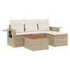 vidaXL 5-tlg. Garten-Sofagarnitur mit Kissen Beige Poly Rattan