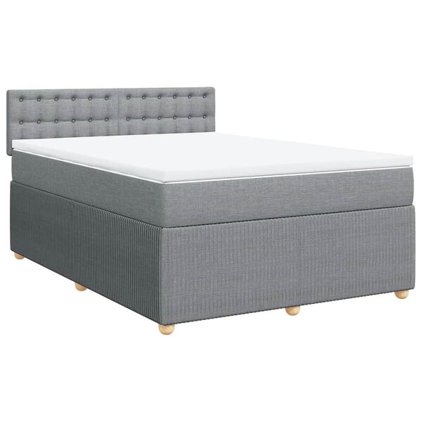 vidaXL Boxspringbett mit Matratze Hellgrau 160x200 cm Stoff
