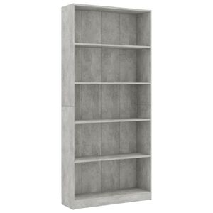 vidaXL B&uuml;cherregal 5 F&auml;cher Betongrau 80x24x175 cm Holzwerkstoff