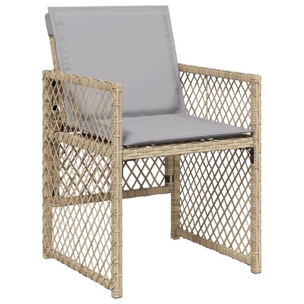 vidaXL 5-tlg. Garten-Essgruppe mit Kissen Beige Poly Rattan
