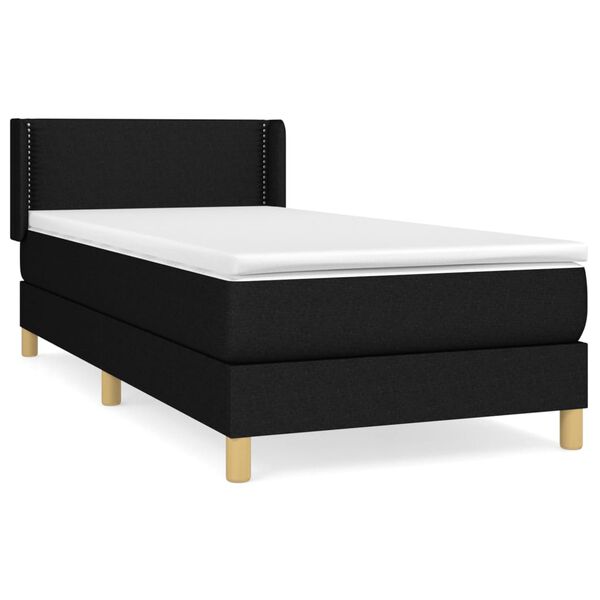 vidaXL Boxspringbett mit Matratze Schwarz 80x200 cm Stoff