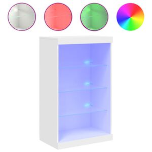 vidaXL Sideboard mit LED-Leuchten Wei&szlig; 60,5x37x100 cm