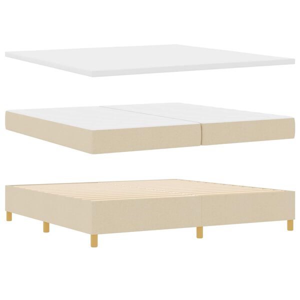 vidaXL Boxspringbett mit Matratze Creme 200 x 200 cm Stoff