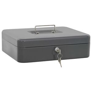 vidaXL Geldbox mit Schloss Dunkelgrau 30 x 24 x 9 cm Stahl