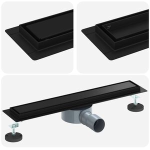 vidaXL Duschablauf 2-in-1 mit 360&deg; Siphon Schwarz 50 cm Edelstahl 304