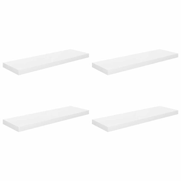 vidaXL Schweberegale 4 Stk. Hochglanz-Wei&szlig; 80x23,5x3,8 cm MDF