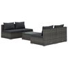 vidaXL 5-tlg. Garten-Lounge-Set mit Kissen Poly Rattan Grau