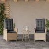 vidaXL 3-tlg. Bistro-Set mit Kissen Beigemischung Poly Rattan