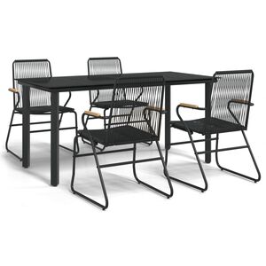 vidaXL 5-tlg. Garten-Essgruppe Schwarz PVC Rattan