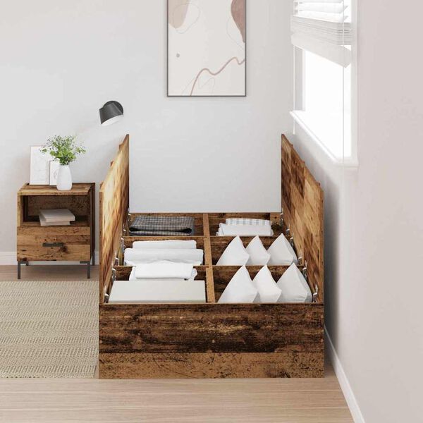 vidaXL Aufbewahrungsbettgestell Altholz 70 x 190 cm Holzwerkstoff