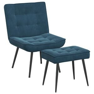 vidaXL Relaxsessel mit Hocker Blau Samt