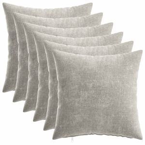 vidaXL Kissenbezug 6 stk. HEERLEN Hellgrau 30 x 30 cm Chenille-Stoff