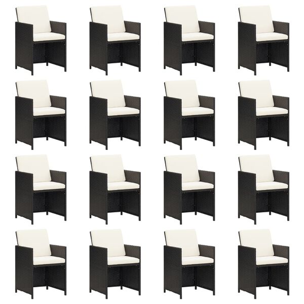 vidaXL 17-tlg. Garten-Essgruppe mit Kissen Schwarz Poly Rattan